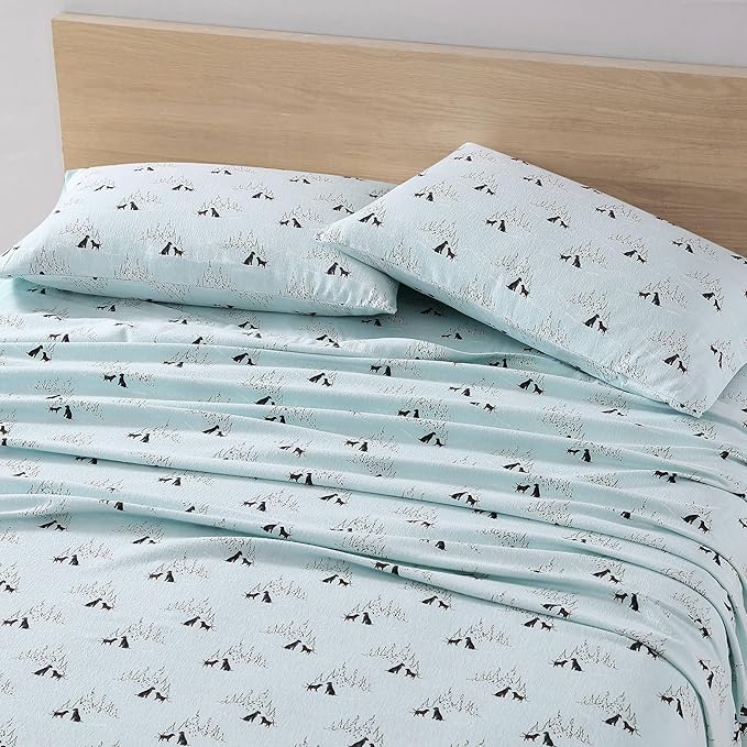 Eddie Bauer - Queen Sheets, Cotton Flannel Bedding Set, Brushed For Extra Softness, Cozy Home Decor (Dog Friends, Queen)