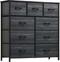 YITAHOME Dresser for Bedroom with 9 Drawers - Fabric Storage Tower, Tall Chest Organizer Unit for Living Room, Entryway, Closets with Sturdy Steel Frame, Wooden Top