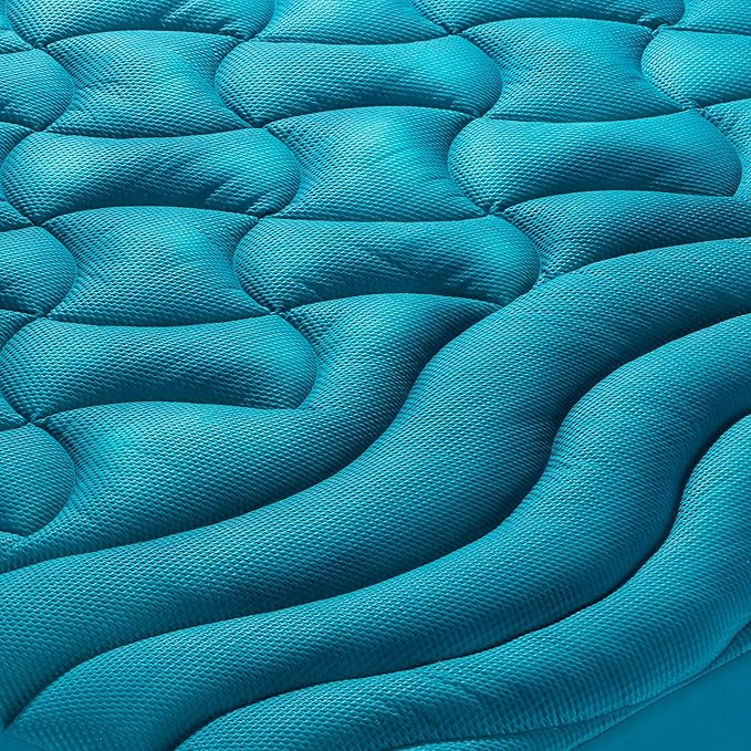 SLEEP ZONE King Size Cooling Mattress Pad, Premium Zoned Quilted Fitted Mattress Topper, Elastic Mattress Protector Cover, Machine Wash Durable, Deep Pocket 8-21 inch, Teal, King