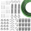 Globe String Light Suspension Kit, Outdoor Light Guide Wire, Vinyl Coated Stainless Steel Steel Cable，Include 150ft Transparent PVC and 304 Stainless Steel Wire Cable, Turnbuckle and Hooks