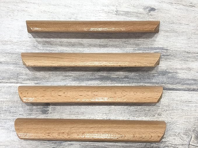 10Pcs 3.54" Wood Solid Furniture Pulls Handles, Painted Smoothly Wooden Handles Cupboard Closet Drawer Handle Pull,Hole Dis.2.52"