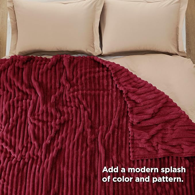 Bedsure GentleSoft Deep Red Fleece Blanket for Couch - Cozy Soft Blankets for Women, Cute Small Throws for Girls, 108x90 Inches
