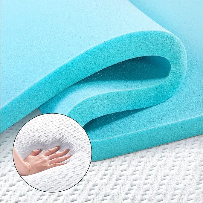 ZINUS 2 Inch Ultra Cooling Gel Memory Foam Mattress Topper with Cooling Cover, CertiPUR-US Certified, Twin, White