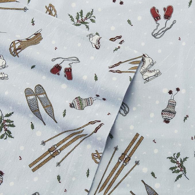 Eddie Bauer - Twin Sheets, Cotton Flannel Bedding Set, Brushed For Extra Softness, Cozy Home Decor (Snow Days, Twin)