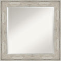 Amanti Art Silver Bathroom Mirror for Over Sink, 25x25 Crackled Metallic Square Vanity Mirror, Medium Country Rustic Frame, Hangs Horizonally and Vertically, Bathroom Wall Decor, Beveled Edge