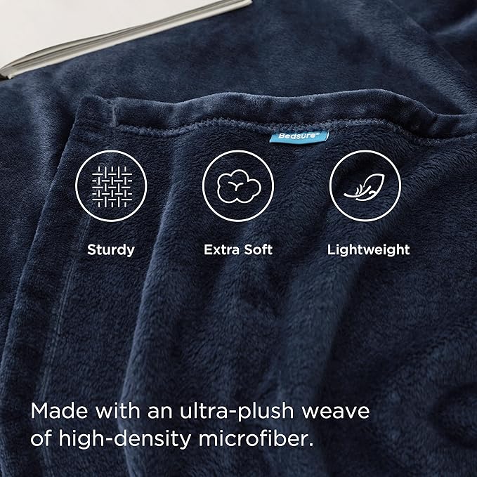 Bedsure GentleSoft Bedding Fleece Blanket for Girls and Boys - Soft Cozy Cute Small Throw Blankets for Travel, 43x55 Inches, Navy