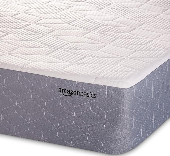 Amazon Basics Gel Memory Foam Mattress, Firm, Cooling, King Size Mattress, CertiPUR-US® Certified Foam, 80 x 76 x 10 inches, White/Gray