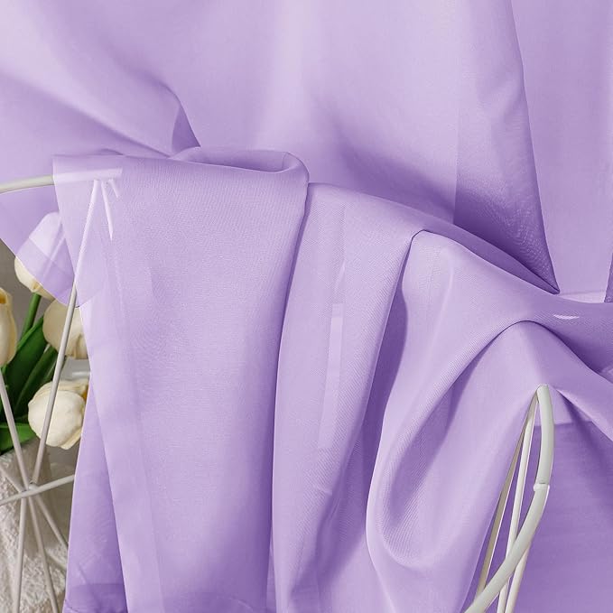 Aiyufeng Light Purple Sheer Curtain Panels Pair Sold 72 Inch Length, Light Filtering Window Curtain Drapes Treatment for Kitchen, Bedroom/Children Room, Voile Top Dual Rod Pocket, 2 Pack of 42 x 72"