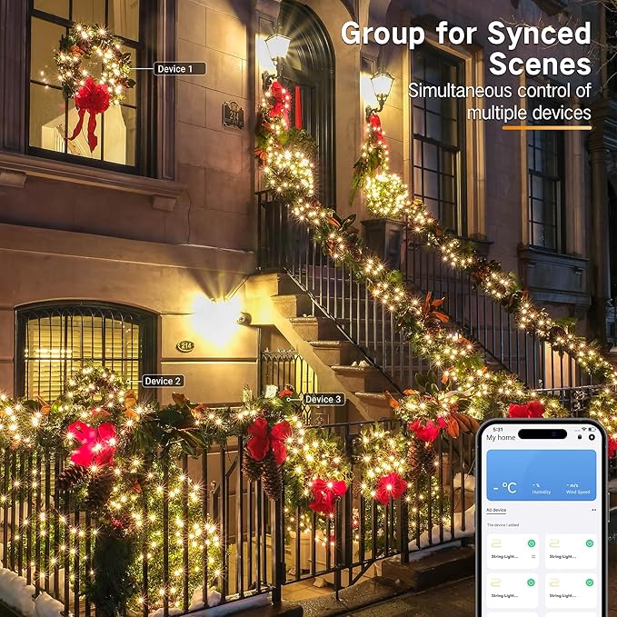 BrizLabs Smart Christmas Lights, 33FT 100 LED Color Changing String Lights APP/Voice Control, Warm White & Colored Dimmable Christmas Tree Light Music Fairy Light for Xmas Indoor Outdoor Home Decor