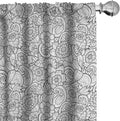 Ambesonne Black and White Window Curtains, Paisley Design with Sketch Style Flowers Leaves on Monochrome Background, Decor 2-Panel Set with Rod Pocket, Pair of - 28" x 63", White and Charcoal