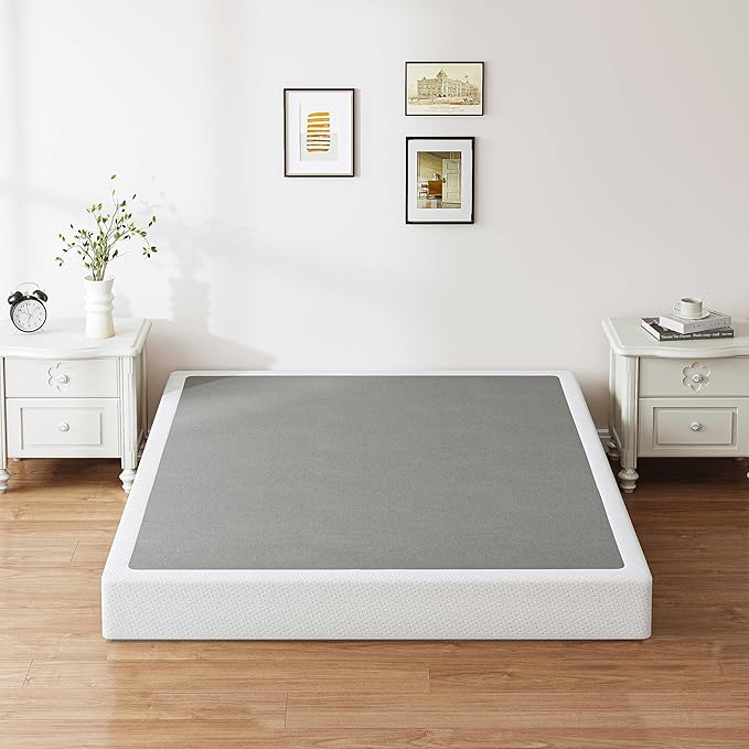 ZIYOO Full Box Spring and Cover 9 Inch High Profile Easy Assembly,Mattress Foundation/Heavy Duty Metal Steel Structure/Quiet Noise-Free Accessory