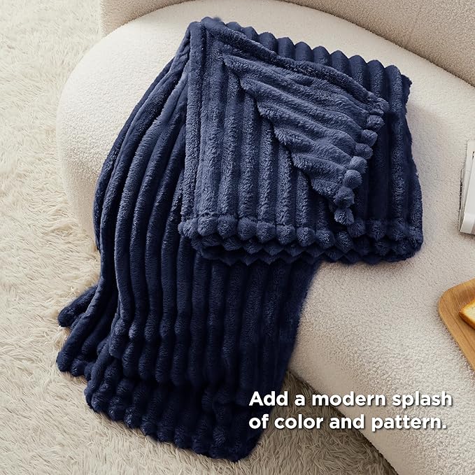 Bedsure GentleSoft Blue Fleece Blanket for Couch - Cozy Soft Blankets for Women, Cute Small Throws for Girls, 50x70 Inches