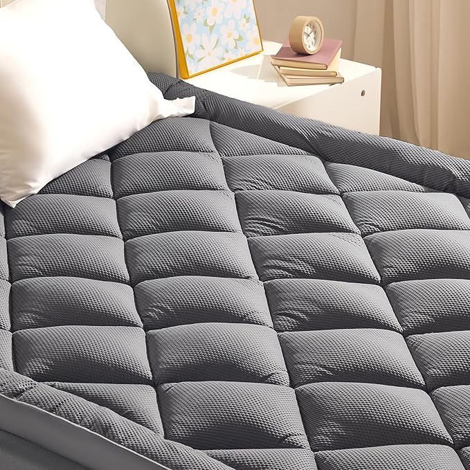 SLEEP ZONE Extra Thick Queen Mattress Topper for Back Pain, Plush Breathable Thick Mattress Pad Cover, Down Alternative Soft Bed Topper with Elastic Fitted Deep Pocket