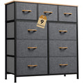 DWVO Dresser with 9 Drawers, Fabric Storage Dresser, Chest of Drawers, Storage Tower Organizer Unit for Living Room, Closets(Dark Grey)