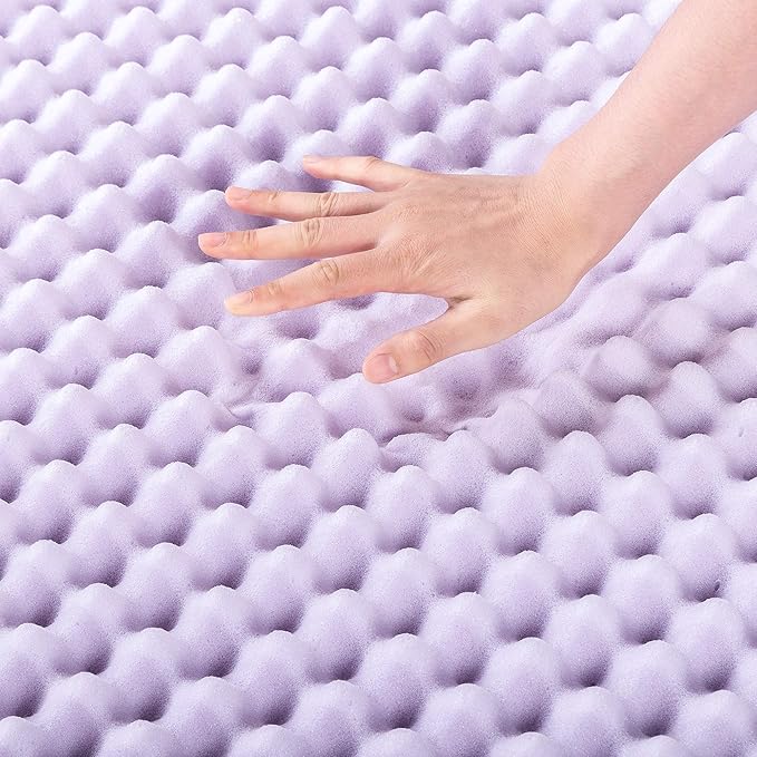 Best Price Mattress 4 Inch Egg Crate Memory Foam Mattress Topper with Soothing Lavender Infusion, CertiPUR-US Certified, Dorm Essentials, King