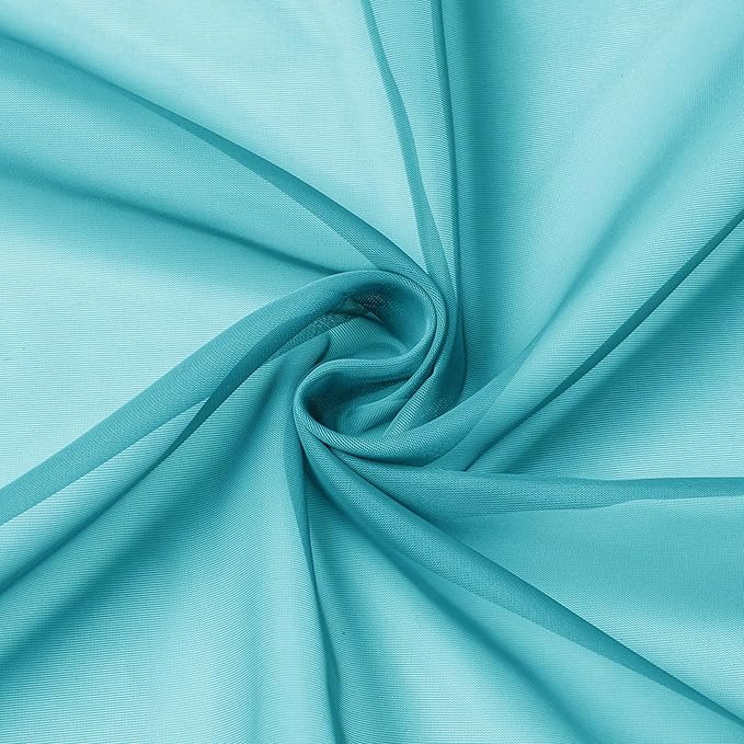Aiyufeng Turquoise Sheer Curtains 54 Inch Length 2 Panels Set, Light Filtering Airy Rod Pocket Turquoise Window Curtain Treatment Drapes for Kitchen Bedroom Living, Each 42Wx54L Inches