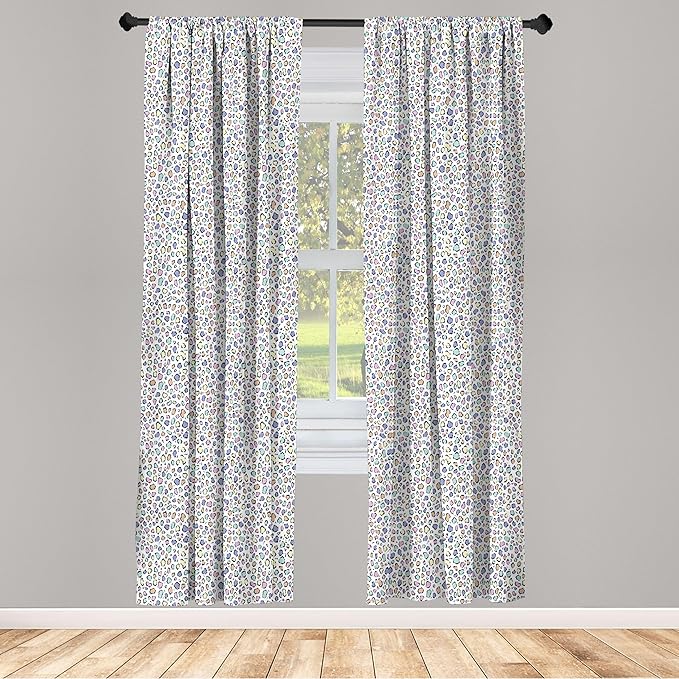 Ambesonne Leopard Print Curtains, Modernized Animal Skin Elements in Pastel Memphis Style Colors Pattern Print, Window Treatments 2 Panel Set for Living Room Bedroom, Pair of - 28" x 63", Grey Black
