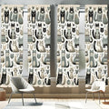 Ambesonne Cats Window Curtains Pack of 2, Modern Scandinavian Inspired Innocent Kitten Pattern with Leafy Details, Lightweight Set with Rod Pocket, 4 Panels of - 28" x 63", Pale Teal Pale Khaki Grey