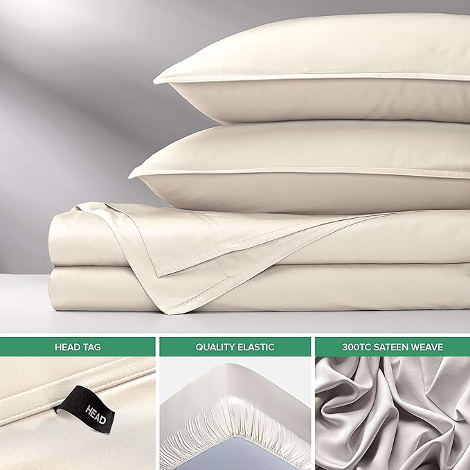 Split King Sheets by Pure Bamboo, Genuine 100% Organic Viscose Derived from Bamboo Bed Sheet Set, Soft & Cooling, Double Stitching *Not for Split Top (Split King, Ivory)