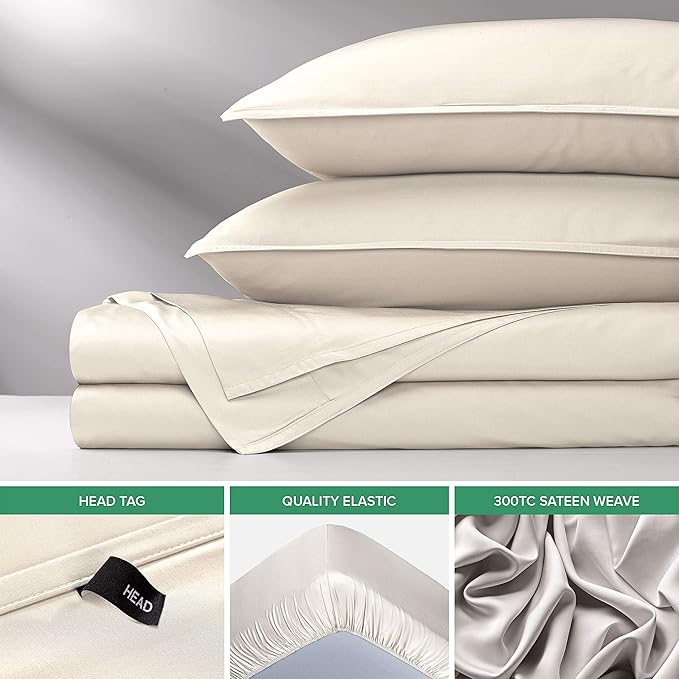 Pure Bamboo Queen Sheets, Genuine 100% Organic Viscose Derived from Bamboo Bed Sheet Set, Luxuriously Soft & Cooling, Double Stitching, 2 Year Quality Promise (Queen, Ivory)