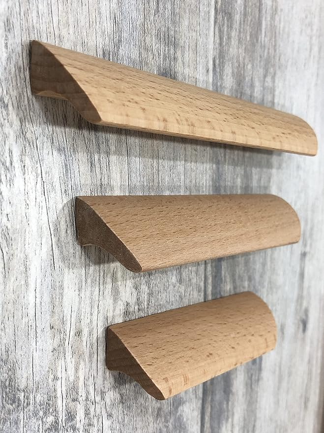 10Pcs Unfinished Wood Solid Furniture Pulls Handles,Unfinished Unpainted Paintable Wooden Handles Cupboard Closet Drawer Handle Pull,Length 6.1",Hole Dis.5.04"