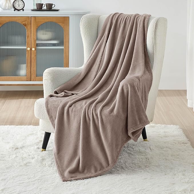 Bedsure GentleSoft Fleece Throw Blanket for Couch Mocha Brown - Lightweight Plush Fuzzy Cozy Soft Blankets and Throws for Sofa, 50x60 inches