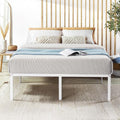 Best Price Mattress 16 Inch Metal Platform Bed Frame, Heavy Duty Steel Slats, White, Queen