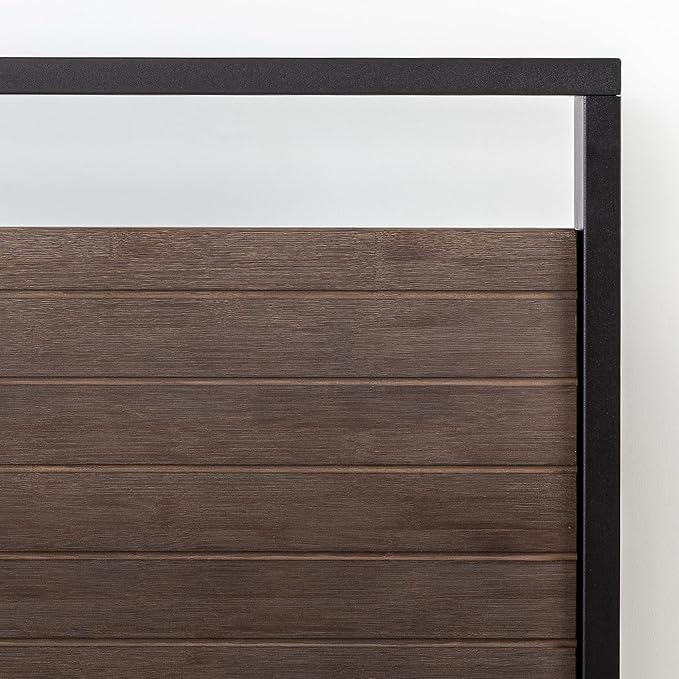 ZINUS Suzanne Bamboo and Metal Platform Bed Frame, 7-Inch Low Profile, Solid Steel Construction, No Box Spring Needed, Wood Slat Support, Easy Assembly, Grey Wash, Queen