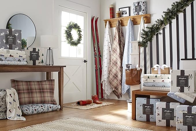 Eddie Bauer - Twin Sheets, Cotton Flannel Bedding Set, Brushed For Extra Softness, Cozy Home Decor (Tree Farms, Twin)
