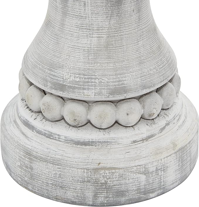 Deco 79 Wood Solid Candle Holder, Set of 3 12", 9", 7"H, Gray