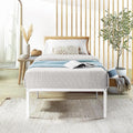 Best Price Mattress 16 Inch Metal Platform Bed Frame, Heavy Duty Steel Slats, White, Twin