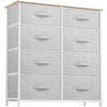 DWVO Fabric Dresser for Bedroom, Tall Dresser with 8 Drawers, Storage Tower with Fabric Bins, Chest of Drawers for Closet & Living Room - Sturdy Steel Frame, Wooden Top
