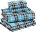 RUVANTI Flannel Sheets Full Size - 100% Cotton Double Brushed Bed Sheets Set, Deep Pockets 16 Inches, All Seasons Breathable & Extra Soft Full Sheets, Warm & Cozy, 4 Piece, Teal Plaid