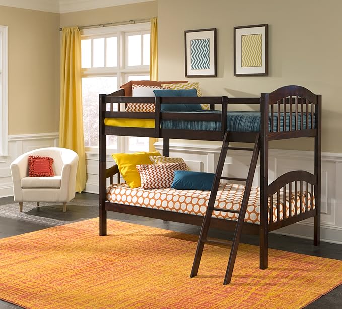 Storkcraft Long Horn Twin-Over-Twin Bunk Bed (Espresso) - GREENGUARD Gold Certified, Converts to 2 Individual Twin Beds
