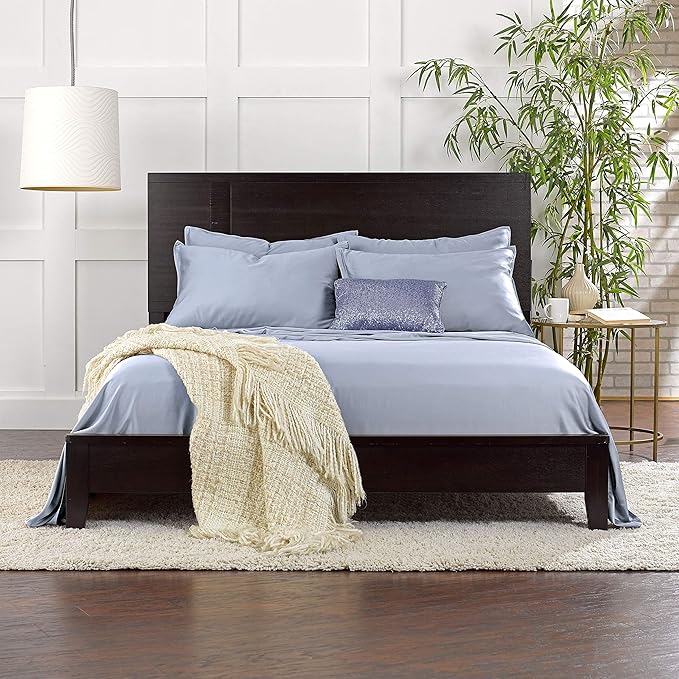 Split King Sheets by Pure Bamboo, Genuine 100% Organic Viscose Derived from Bamboo Bed Sheet Set, Soft & Cooling, Double Stitching *Not for Split Top (Split King, Sterling Blue)