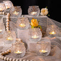 DARJEN 12Pcs Clear Votive Candle Holders - Round Glass Candle Holders for Tea Light Candle, Embossed Candle Votives for Wedding Centerpiece, Living Room & Home Table Decor