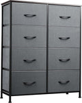 WLIVE Fabric Dresser for Bedroom, Tall Dresser with 8 Drawers, Storage Tower with Fabric Bins, Double Dressers, Chest of Drawers for Closet, Living Room, Hallway, Dark Gray