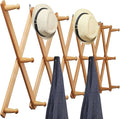 WEBI Accordion Wall Hanger,Expandable Wooden Coat Rack Wall Mounted,Accordion Hat Rack for Wall,Accordion Hook Rack for Hats,Caps,20 Peg Hooks,Natural