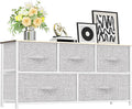 YITAHOME 5 Drawer Dresser - Fabric Storage Tower, Organizer Unit for Bedroom, Living Room, Hallway, Closets - Sturdy Steel Frame, Wooden Top & Easy Pull Fabric Bins