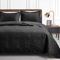 Love's cabin King Size Quilt Set Black Bedspreads - Soft Bed Fall Lightweight Bedspread Comforter - Modern Style Coin Pattern Coverlet for All Season - 3 Pieces (1 Quilt, 2 Pillow Shams)