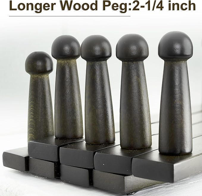 WEBI Accordion Wall Hanger,Expandable Wooden Hat Rack for Wall Mounted Coat Rack,Accordion Hat Hooks Holder for Baseball Caps,14 Peg,Dark Walnut