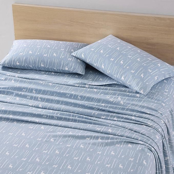 Eddie Bauer - Twin Sheets, Cotton Flannel Bedding Set, Brushed For Extra Softness, Cozy Home Decor (Birch Forest, Twin)