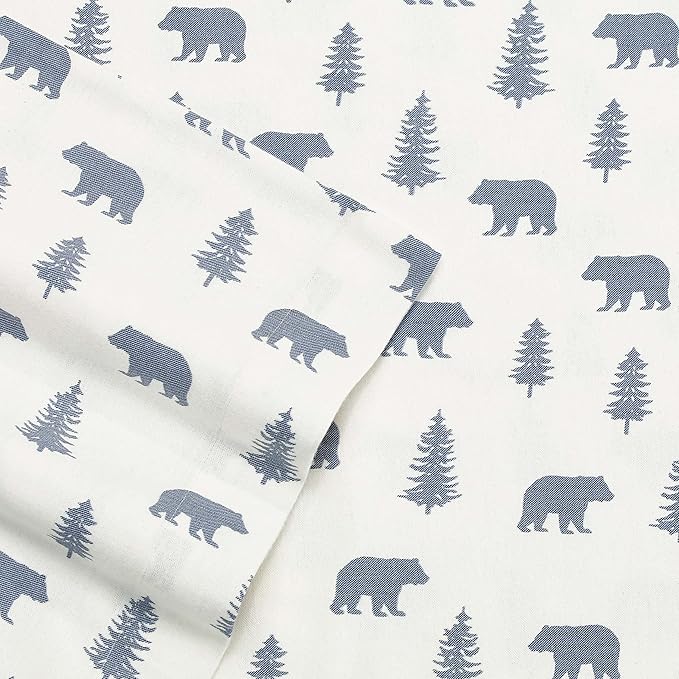 Eddie Bauer - Full Sheets, Cotton Flannel Bedding Set, Brushed For Extra Softness, Cozy Home Decor (Bears & Trees, Full)