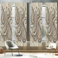 Ambesonne Paisley Window Curtains Pack of 2, Delicate Bohemian Leafy Motives on Stripes in Neutral Muted Colors, Lightweight Set with Rod Pocket, 4 Panels of - 28" x 95", Warm Taupe Ivory and Sepia