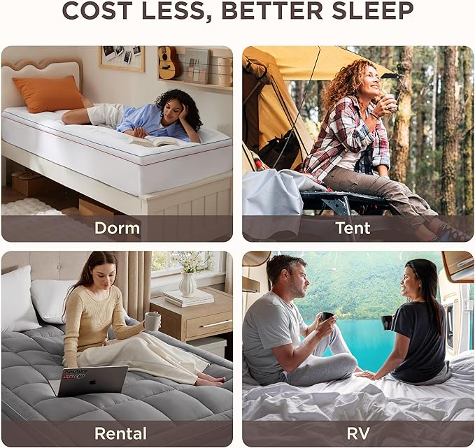 Bedsure Cal King Mattress Topper - Pillow Top Mattress Pad Cover with Deep Pocket Fits up to 21 Inches, Plush Soft Bed Topper for Back Pain Relief, Overfilled with Down Alternative Filling, Grey