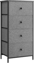 SONGMICS Dresser for Bedroom, Fabric Dresser with 4 Drawers, Metal Frame, Small Chest of Drawers, Gray and Black with Wood Grain ULTS314G22