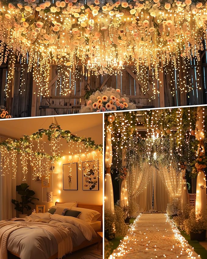 Brightown Icicle Lights: 40Ft Weatherproof, 432 LED Icicle Adjustable Timing, Warm White Eaves & Outdoor Decor