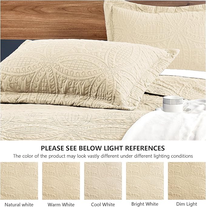 Love's cabin California King Size Quilt Bedding Set Camel Bedspreads - Cal King Summer Lightweight Bedspread Comforter - Coin Pattern Coverlet for All Season - 3 Pieces (1 Quilt, 2 Pillow Shams)