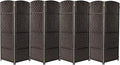 Sorbus Room Divider 6 ft. Tall - Privacy, Wide Double Hinged, Mesh Hand-Woven Design, Folding Screens, Wall Divider for Room Separation, Espresso Brown Wicker, 8 Panel