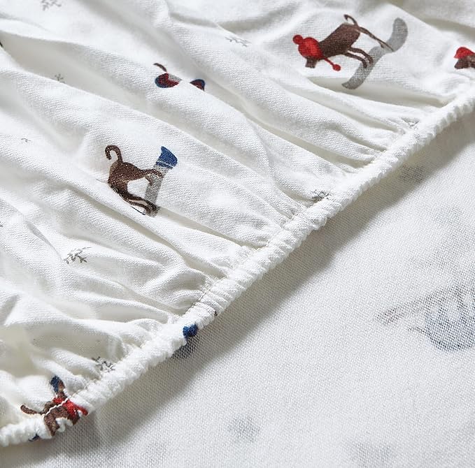 Eddie Bauer - Flannel Sheets Twin Size, Anti-Pilling & Wrinkle Resistant Cotton, Touchably Soft for All-Season Comfort - Bed Sheets with Matching Pillowcase & Fitted Sheet (Ski Patrol White)